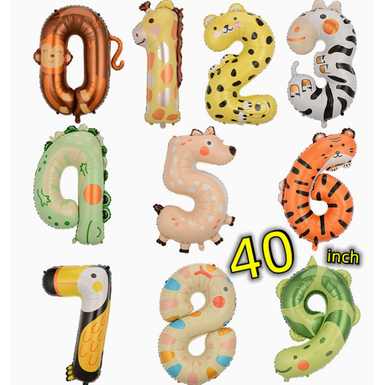 Balões de folha de número animal de 40 polegadas
