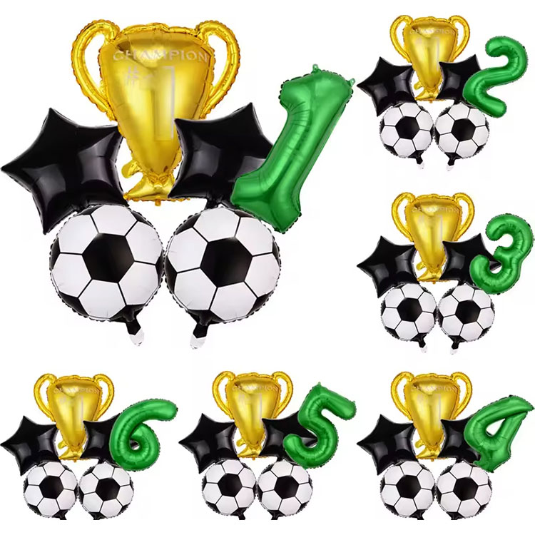 Conjunto de decoração de festa de futebol digital verde