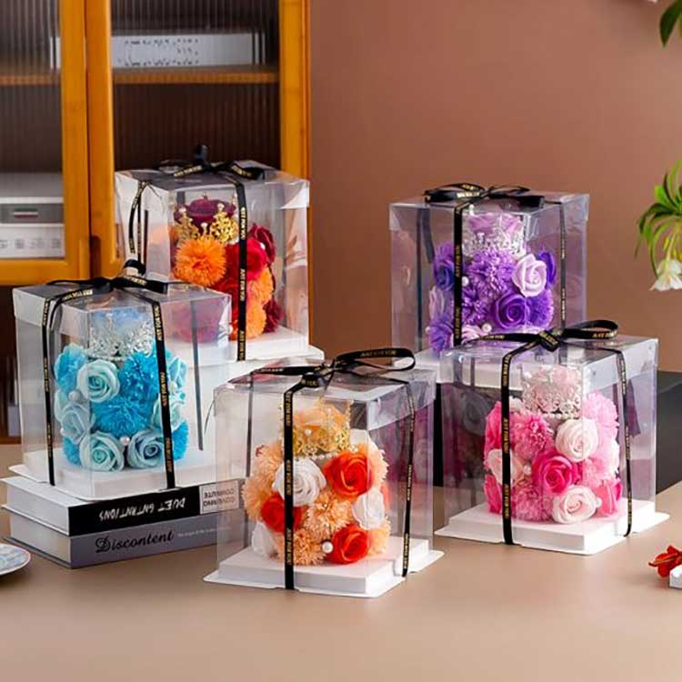 Caixa de presente de flor rosa